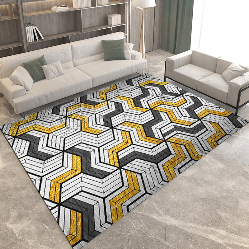 Modern Living Room Rug Multi-colored Geometric Print Rug Polyester Anti-Slip Backing Area Rug White Clearhalo 'Area Rug' 'Modern' 'Rugs' Rug' 1693660