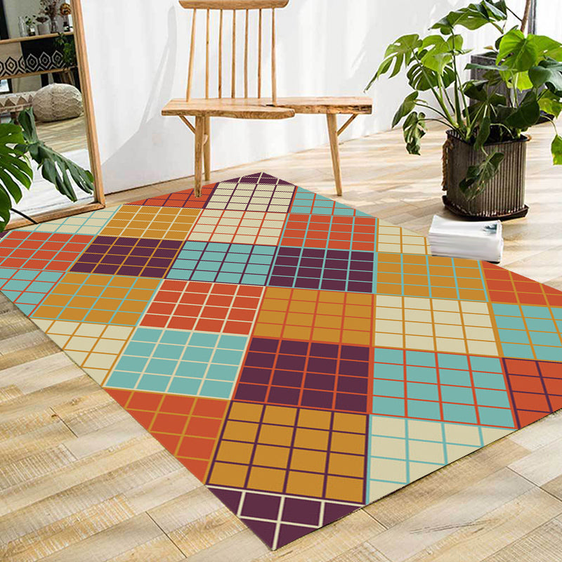 Scandinavian Modern Rug Colorful Plaid Pattern Rug Polyester Anti-Slip Carpet for Home Decoration Clearhalo 'Area Rug' 'Modern' 'Rugs' Rug' 1693662