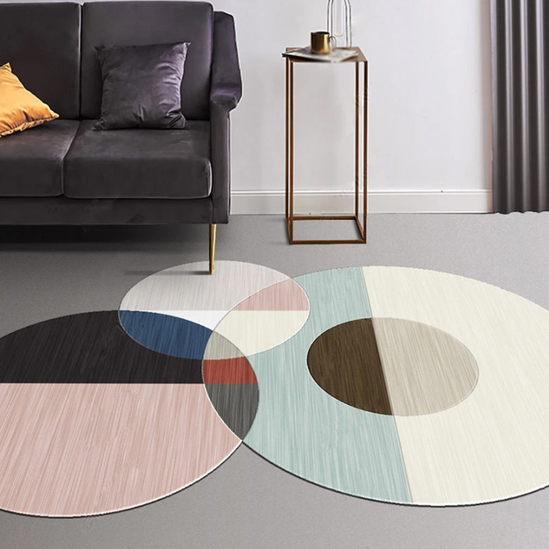 Novelty Living Room Irregular Rug Colorful Color Block Circle Print Rug Polyester Pet Friendly Area Rug Beige Clearhalo 'Area Rug' 'Rug' 1693769