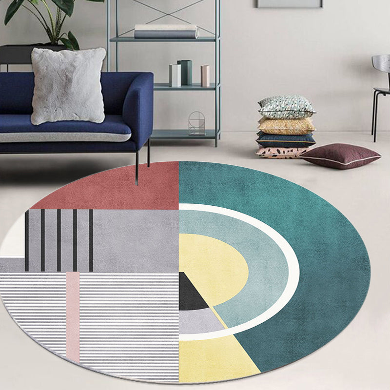 Grey and Green Irregular Rug Bedroom Novelty Color Block Pattern Area Rug Polyester Anti-Slip Backing Carpet Green Clearhalo 'Area Rug' 'Rug' 1693775