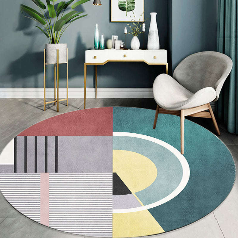 Grey and Green Irregular Rug Bedroom Novelty Color Block Pattern Area Rug Polyester Anti-Slip Backing Carpet Clearhalo 'Area Rug' 'Rug' 1693776