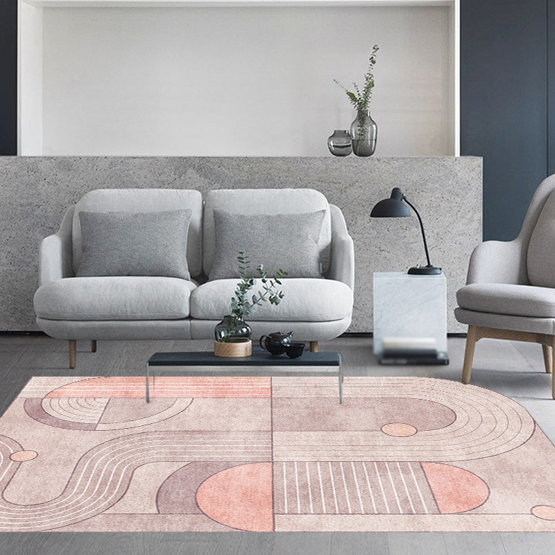 Casual Novelty Irregular Rug in Pink Colorblock Pattern Rug Polyester Pet Friendly Carpet for Home Decor Pink Clearhalo 'Area Rug' 'Rug' 1693824