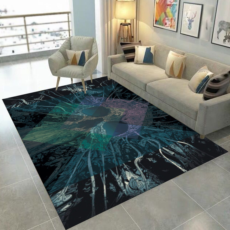 Modern Living Room Rug in Black Skull Diamond Print Rug Polyester Anti-Slip Pet Friendly Area Rug Clearhalo 'Area Rug' 'Modern' 'Rugs' Rug' 1693840