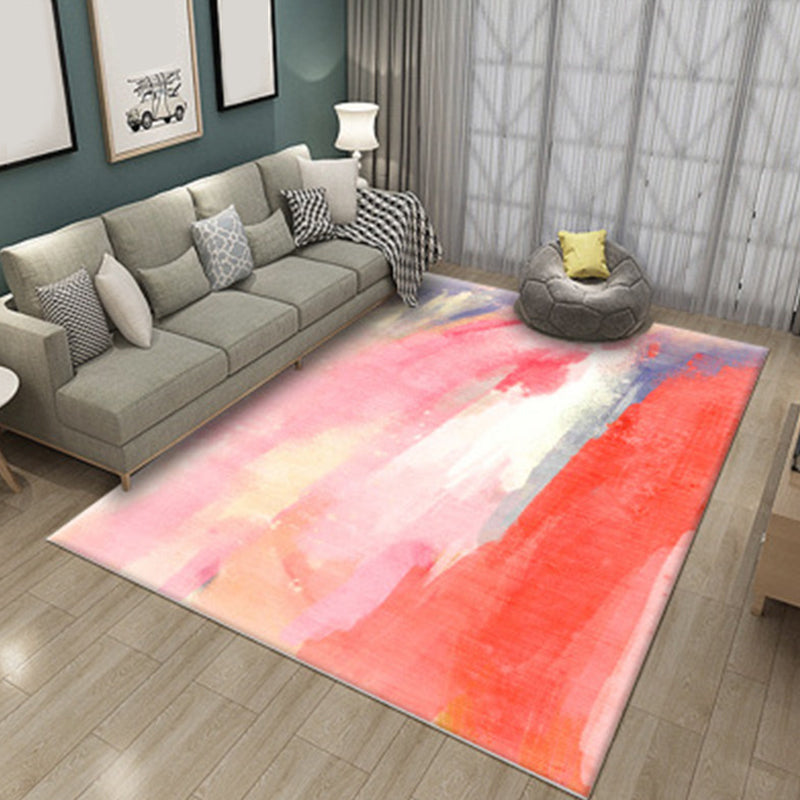 Modern Living Room Rug in Green and Blue Abstract Painting Print Rug Polyester Pet Friendly Area Rug Red Clearhalo 'Area Rug' 'Modern' 'Rugs' Rug' 1693895