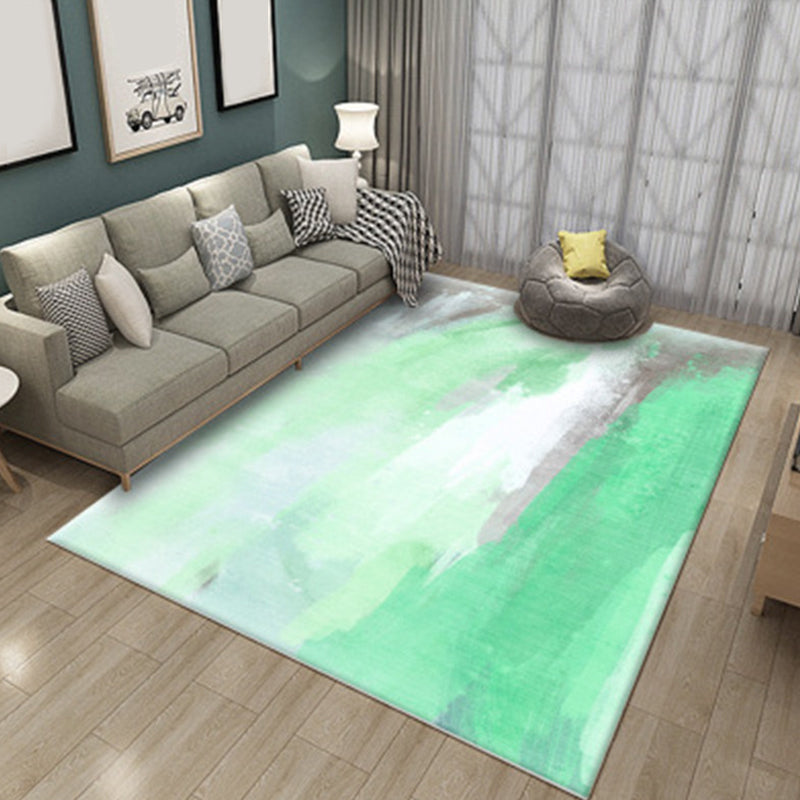 Modern Living Room Rug in Green and Blue Abstract Painting Print Rug Polyester Pet Friendly Area Rug Green Clearhalo 'Area Rug' 'Modern' 'Rugs' Rug' 1693902