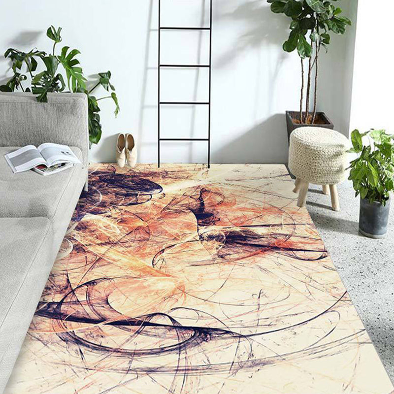 Modern Living Room Rug in Orange and Purple Abstract Painting Print Rug Polyester Anti-Slip Backing Area Rug Khaki Clearhalo 'Area Rug' 'Modern' 'Rugs' Rug' 1693914