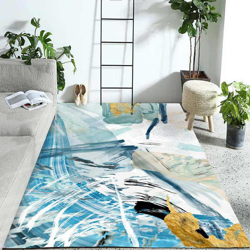 Novelty Modern Rug in Purple and Blue Abstract Painting Pattern Rug Polyester Non-Slip Carpet for Home Decoration White Clearhalo 'Area Rug' 'Modern' 'Rugs' Rug' 1693924