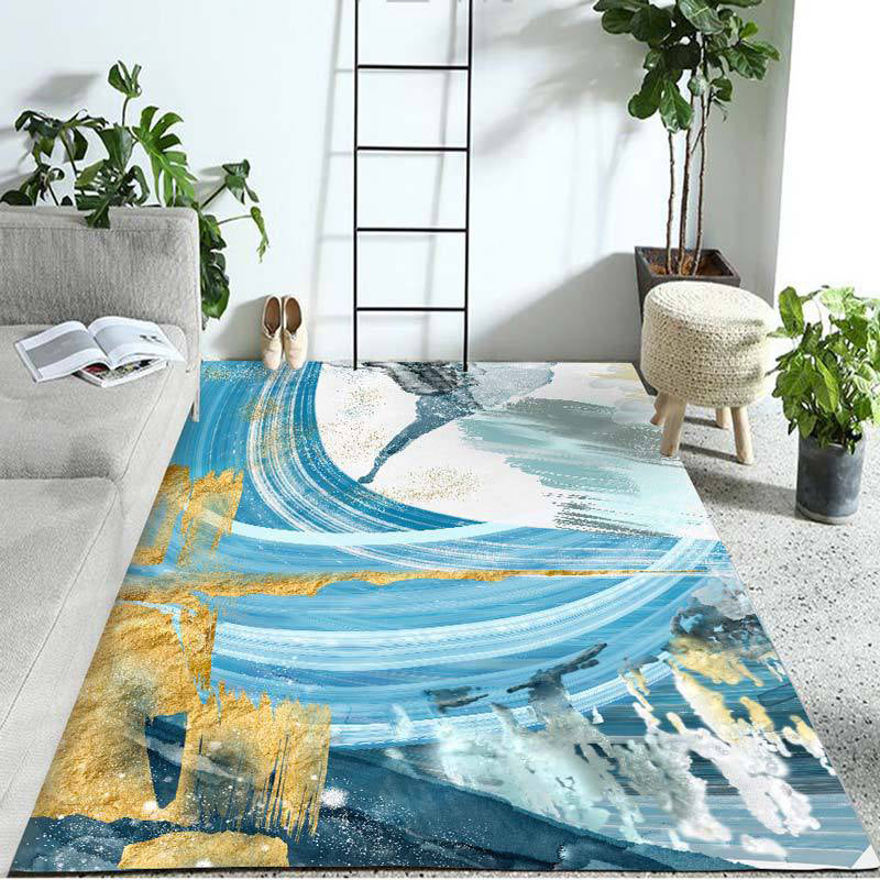 Novelty Modern Rug in Purple and Blue Abstract Painting Pattern Rug Polyester Non-Slip Carpet for Home Decoration Gold Clearhalo 'Area Rug' 'Modern' 'Rugs' Rug' 1693930