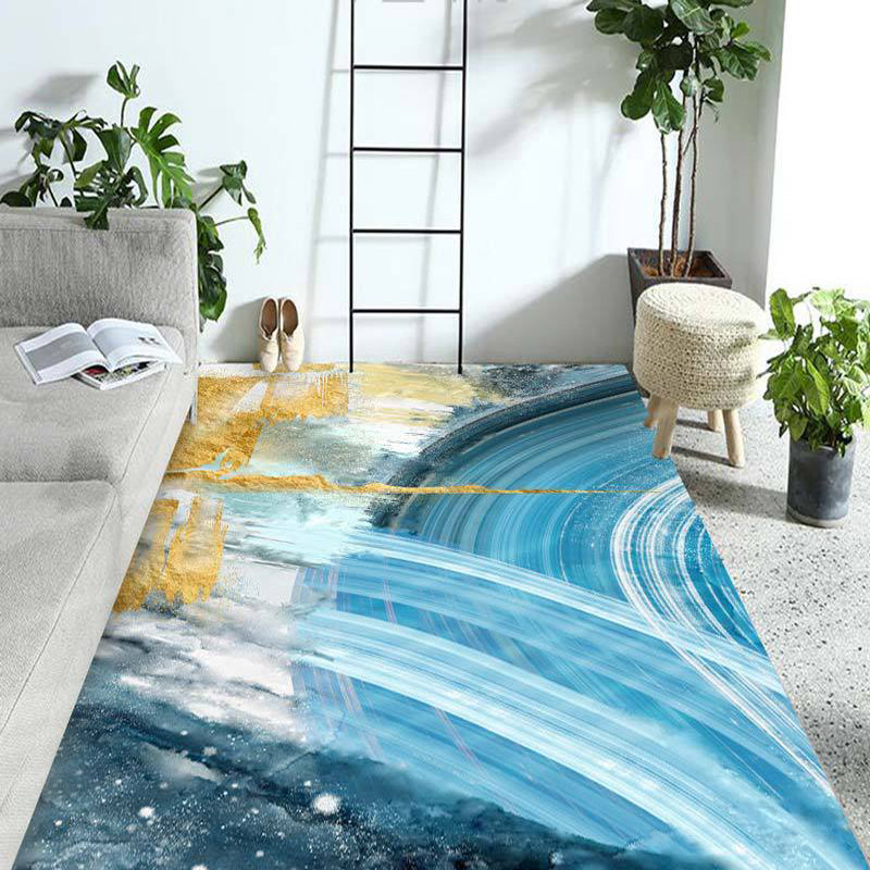 Novelty Modern Rug in Purple and Blue Abstract Painting Pattern Rug Polyester Non-Slip Carpet for Home Decoration Dark Blue Clearhalo 'Area Rug' 'Modern' 'Rugs' Rug' 1693933