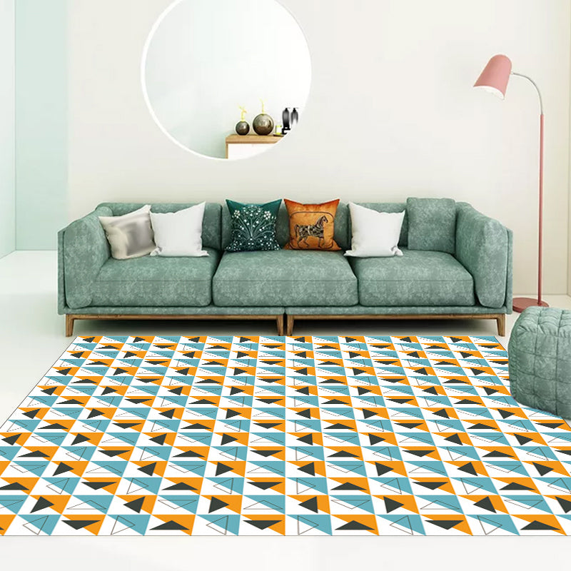 Contemporary Modern Rug in White Geometry Triangle Pattern Rug Polyester Non-Slip Carpet for Home Decoration White Clearhalo 'Area Rug' 'Modern' 'Rugs' Rug' 1693962