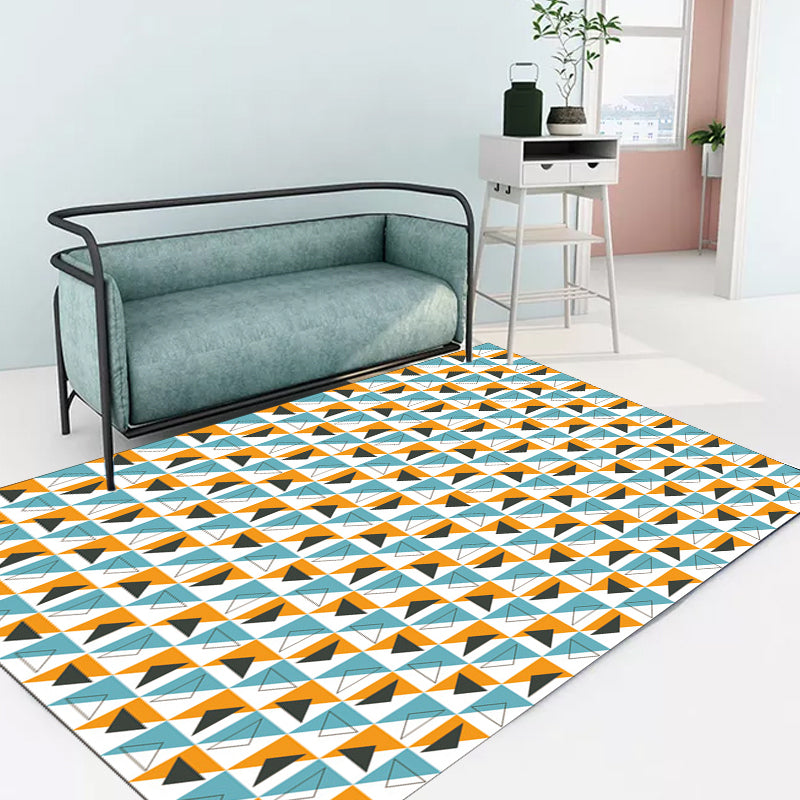 Contemporary Modern Rug in White Geometry Triangle Pattern Rug Polyester Non-Slip Carpet for Home Decoration Clearhalo 'Area Rug' 'Modern' 'Rugs' Rug' 1693963