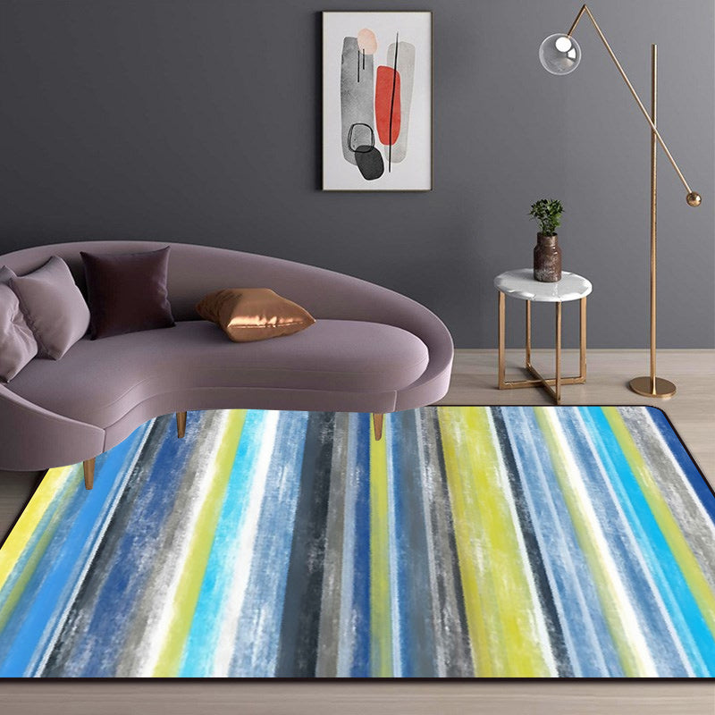 Minimalist Modern Rug in Orange and Blue Abstract Stripe Pattern Rug Polyester Washable Carpet for Home Decoration Grey Clearhalo 'Area Rug' 'Modern' 'Rugs' Rug' 1694020