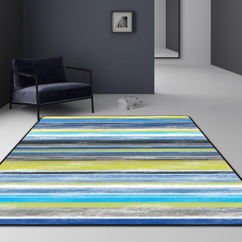 Minimalist Modern Rug in Orange and Blue Abstract Stripe Pattern Rug Polyester Washable Carpet for Home Decoration Clearhalo 'Area Rug' 'Modern' 'Rugs' Rug' 1694021