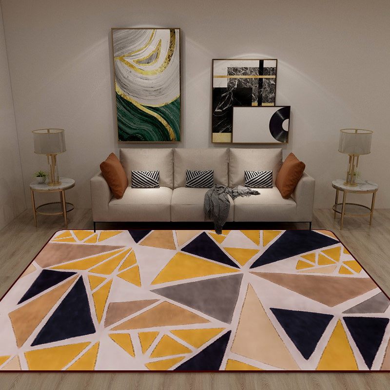 Minimalist Modern Rug in Yellow Colorblock Triangle Pattern Rug Polyester Pet Friendly Carpet for Home Decoration Clearhalo 'Area Rug' 'Modern' 'Rugs' Rug' 1694029