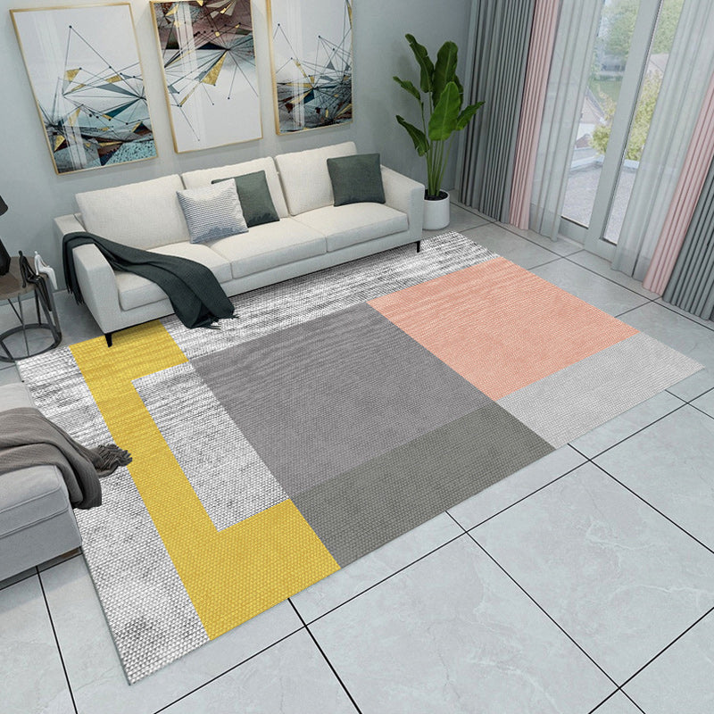 Nordic Modern Rug in Green and Orange Colorblock Pattern Rug Polyester Non-Slip Carpet for Home Decoration Grey Clearhalo 'Area Rug' 'Modern' 'Rugs' Rug' 1694036