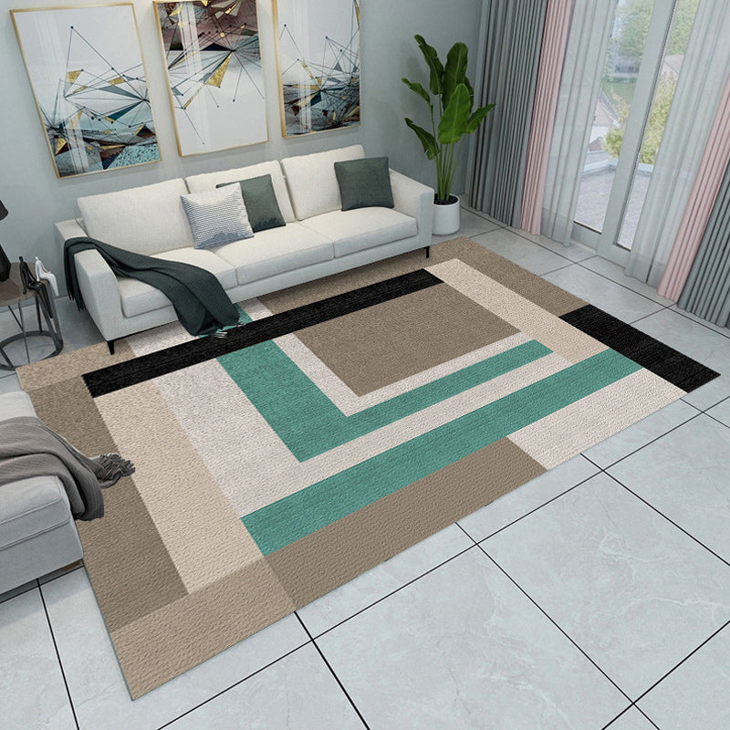 Nordic Modern Rug in Green and Orange Colorblock Pattern Rug Polyester Non-Slip Carpet for Home Decoration Brown Clearhalo 'Area Rug' 'Modern' 'Rugs' Rug' 1694044