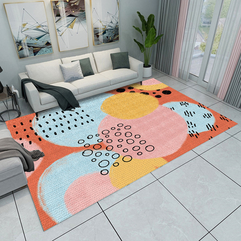 Nordic Modern Rug in Green and Orange Colorblock Pattern Rug Polyester Non-Slip Carpet for Home Decoration Orange Clearhalo 'Area Rug' 'Modern' 'Rugs' Rug' 1694045