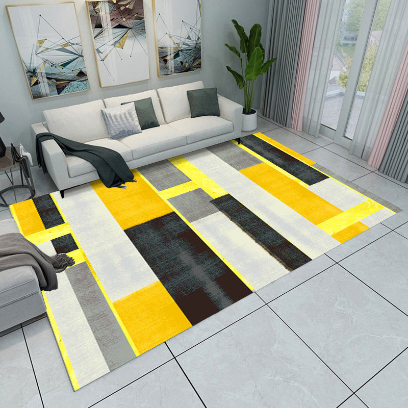 Novelty Modern Rug Colorful Colorblock Geometry Pattern Rug Polyester Stain-Resistant Carpet for Home Decoration Yellow Clearhalo 'Area Rug' 'Modern' 'Rugs' Rug' 1694063