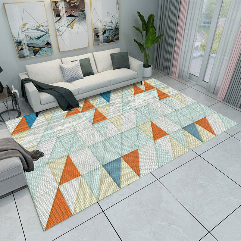 Modern Living Room Rug in Blue and Grey Color Block Triangle Print Rug Polyester Machine Non-Slip Area Rug Yellow Clearhalo 'Area Rug' 'Modern' 'Rugs' Rug' 1694075