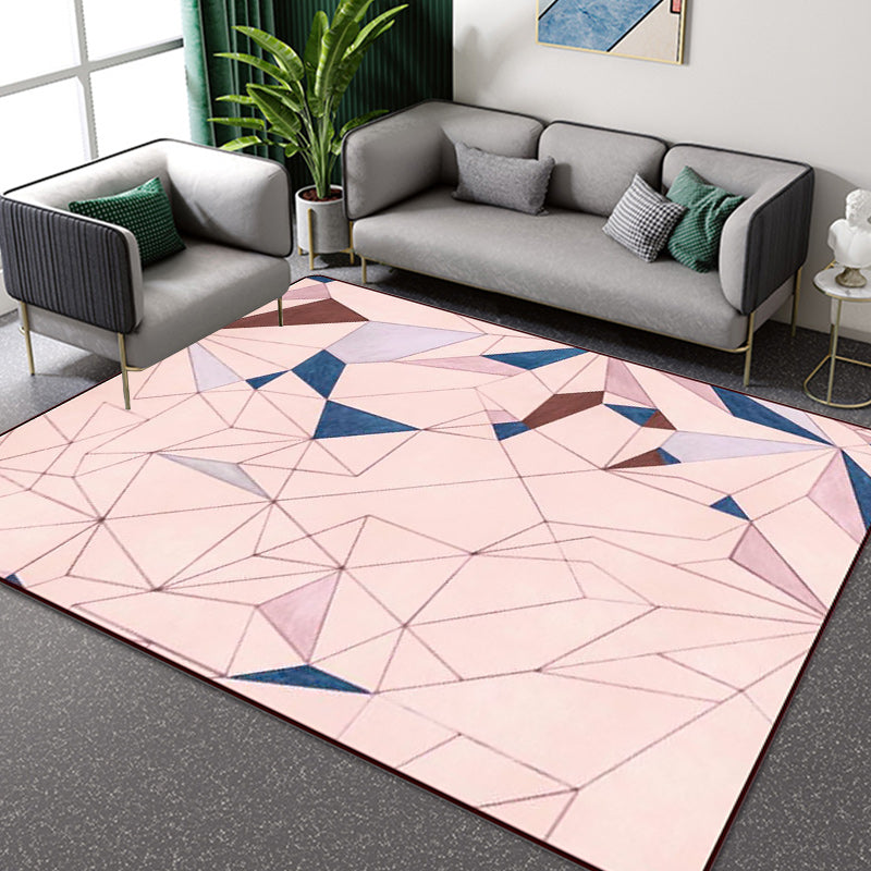 Modern Living Room Rug in Pink Color Block Irregular Shape Print Rug Polyester Pet Friendly Area Rug Pink Clearhalo 'Area Rug' 'Modern' 'Rugs' Rug' 1694103