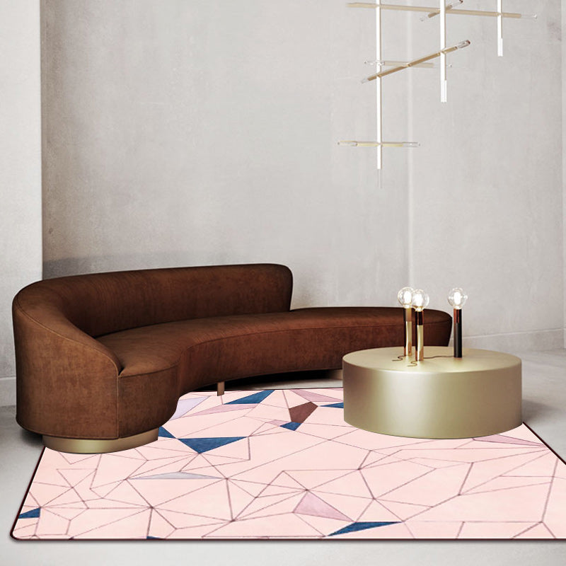 Modern Living Room Rug in Pink Color Block Irregular Shape Print Rug Polyester Pet Friendly Area Rug Clearhalo 'Area Rug' 'Modern' 'Rugs' Rug' 1694104