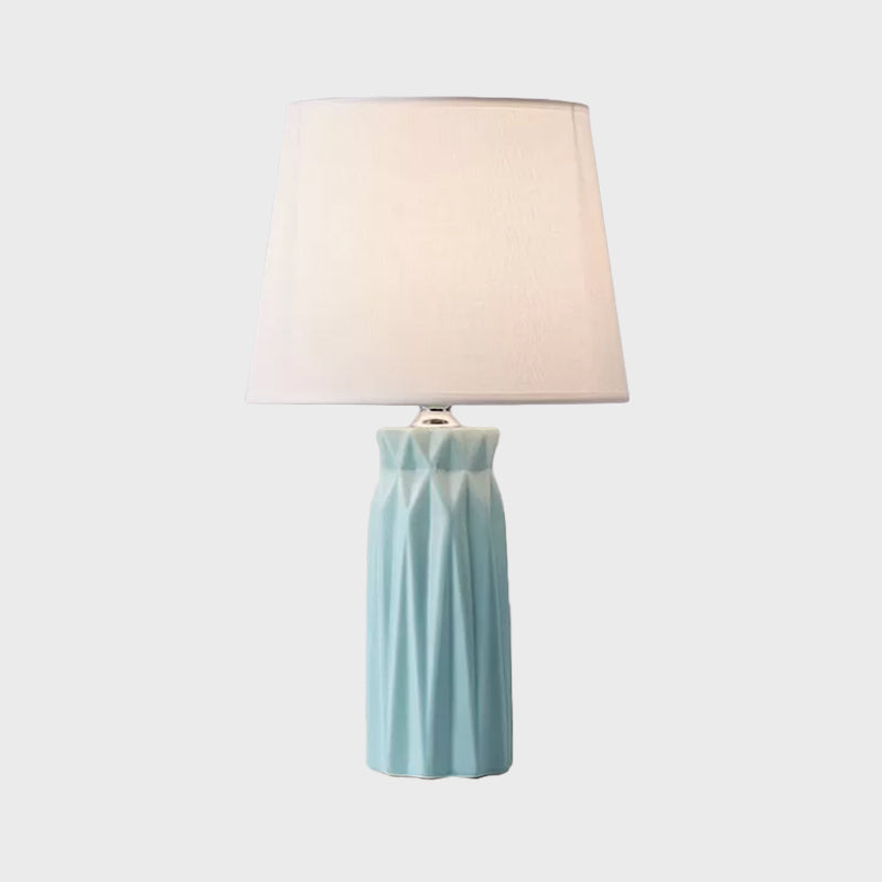 Fabric Cone Reading Light Modernism 1-Bulb Pink/Blue Night Table Lamp with Ceramic Base Clearhalo 'Lamps' 'Table Lamps' Lighting' 1694156