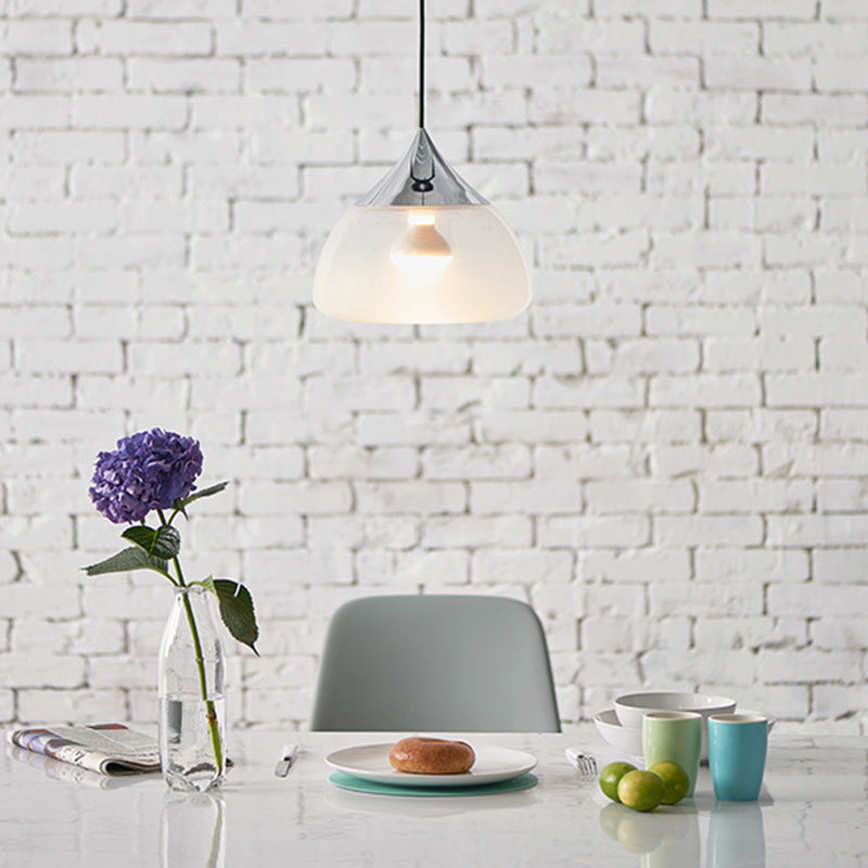 Stout Pendant Lighting Modern Glass 1 Light Chrome/Gold/Rose Gold Hanging Pendant Light Clearhalo 'Ceiling Lights' 'Glass shade' 'Glass' 'Modern Pendants' 'Modern' 'Pendant Lights' 'Pendants' Lighting' 169416