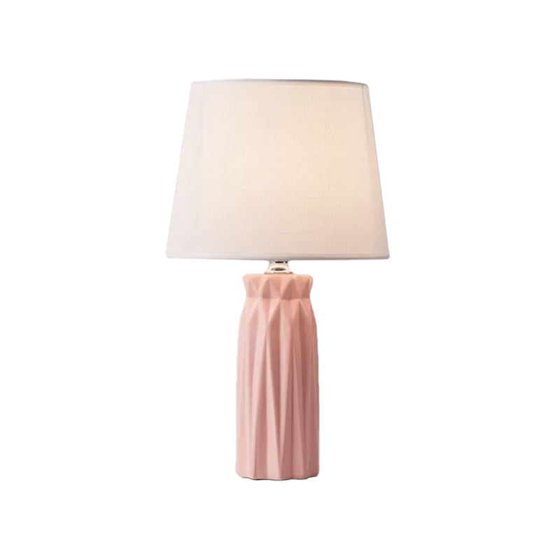 Fabric Cone Reading Light Modernism 1-Bulb Pink/Blue Night Table Lamp with Ceramic Base Clearhalo 'Lamps' 'Table Lamps' Lighting' 1694160