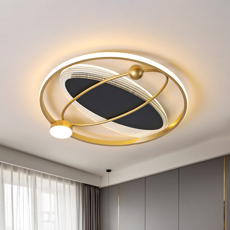 Round/Oval Bedroom Flush Mount Light Acrylic LED Modernism Ceiling Mounted Fixture in Gold Gold Oval Clearhalo 'Ceiling Lights' 'Close To Ceiling Lights' 'Close to ceiling' 'Flush mount' Lighting' 1694195