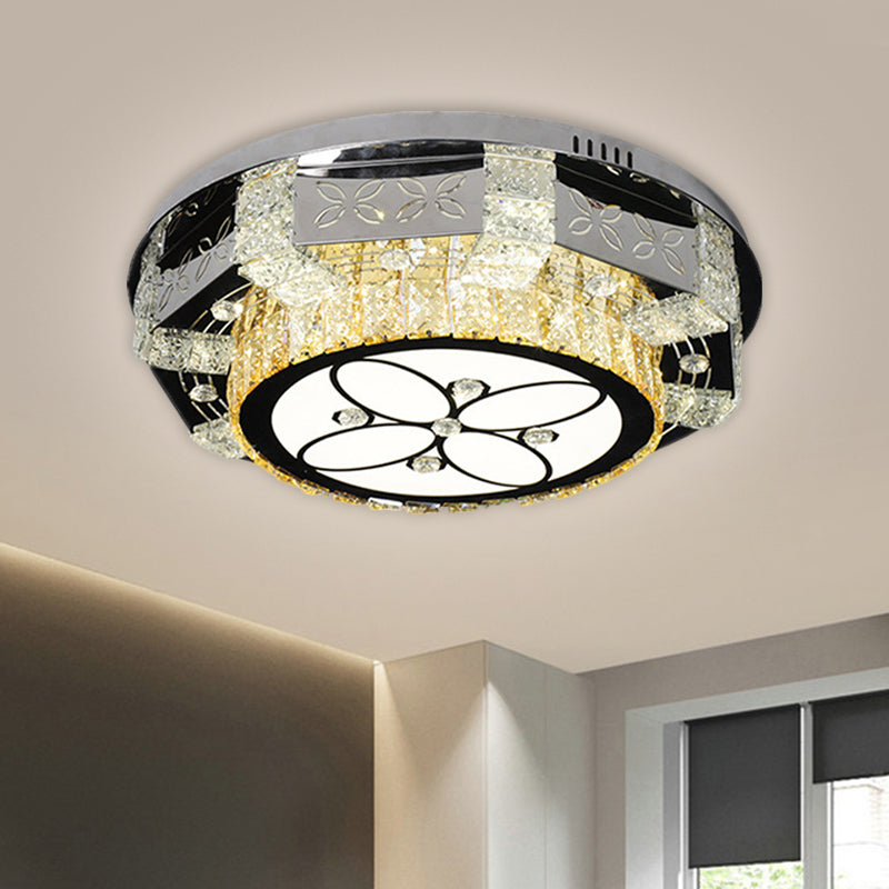 Stainless-Steel Round Ceiling Mounted Light Modern K9 Crystal LED Flush Mount Fixture with Twisted/Oval Pattern Clearhalo 'Ceiling Lights' 'Close To Ceiling Lights' 'Close to ceiling' 'Flush mount' Lighting' 1694226