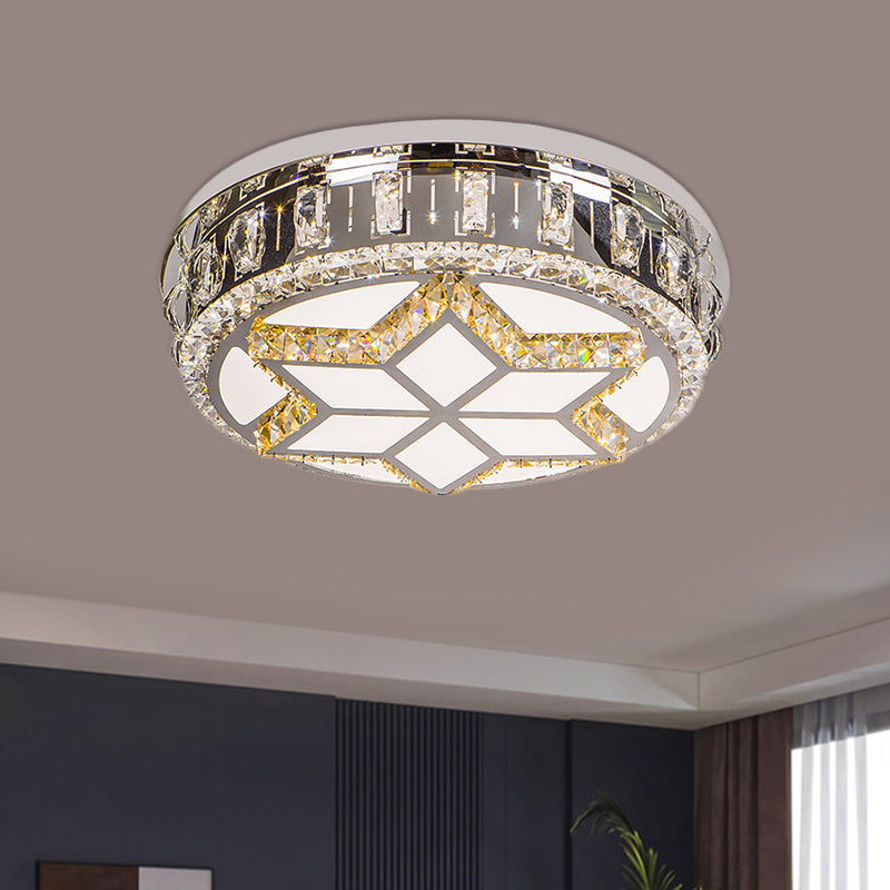 Circle Flush Mount Fixture Minimalism Hand-Cut Crystal LED Chrome Ceiling Lighting in Warm/White Light Clearhalo 'Ceiling Lights' 'Close To Ceiling Lights' 'Close to ceiling' 'Flush mount' Lighting' 1694234