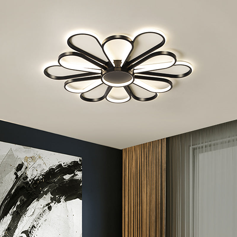 Iron Floral Flush Mount Light Contemporary Black/Gold LED Ceiling Mounted Fixture for Living Room Black Clearhalo 'Ceiling Lights' 'Close To Ceiling Lights' 'Close to ceiling' 'Flush mount' Lighting' 1694241