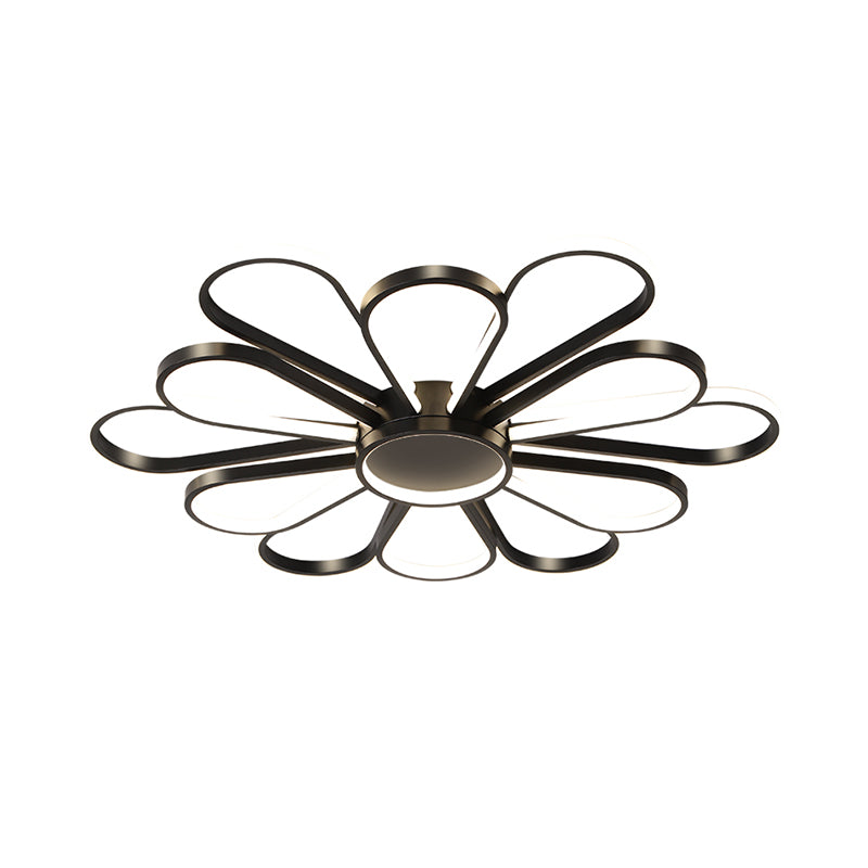 Iron Floral Flush Mount Light Contemporary Black/Gold LED Ceiling Mounted Fixture for Living Room Clearhalo 'Ceiling Lights' 'Close To Ceiling Lights' 'Close to ceiling' 'Flush mount' Lighting' 1694243