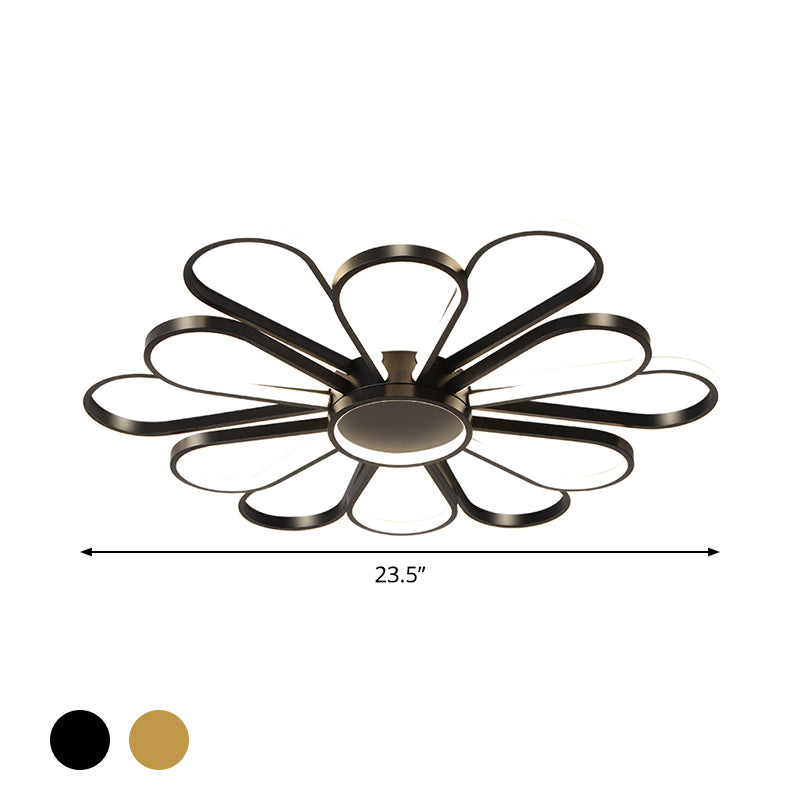 Iron Floral Flush Mount Light Contemporary Black/Gold LED Ceiling Mounted Fixture for Living Room Clearhalo 'Ceiling Lights' 'Close To Ceiling Lights' 'Close to ceiling' 'Flush mount' Lighting' 1694244