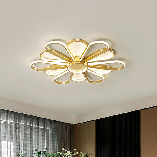 Iron Floral Flush Mount Light Contemporary Black/Gold LED Ceiling Mounted Fixture for Living Room Clearhalo 'Ceiling Lights' 'Close To Ceiling Lights' 'Close to ceiling' 'Flush mount' Lighting' 1694246