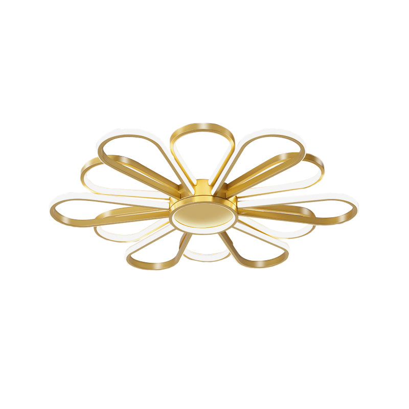 Iron Floral Flush Mount Light Contemporary Black/Gold LED Ceiling Mounted Fixture for Living Room Clearhalo 'Ceiling Lights' 'Close To Ceiling Lights' 'Close to ceiling' 'Flush mount' Lighting' 1694247