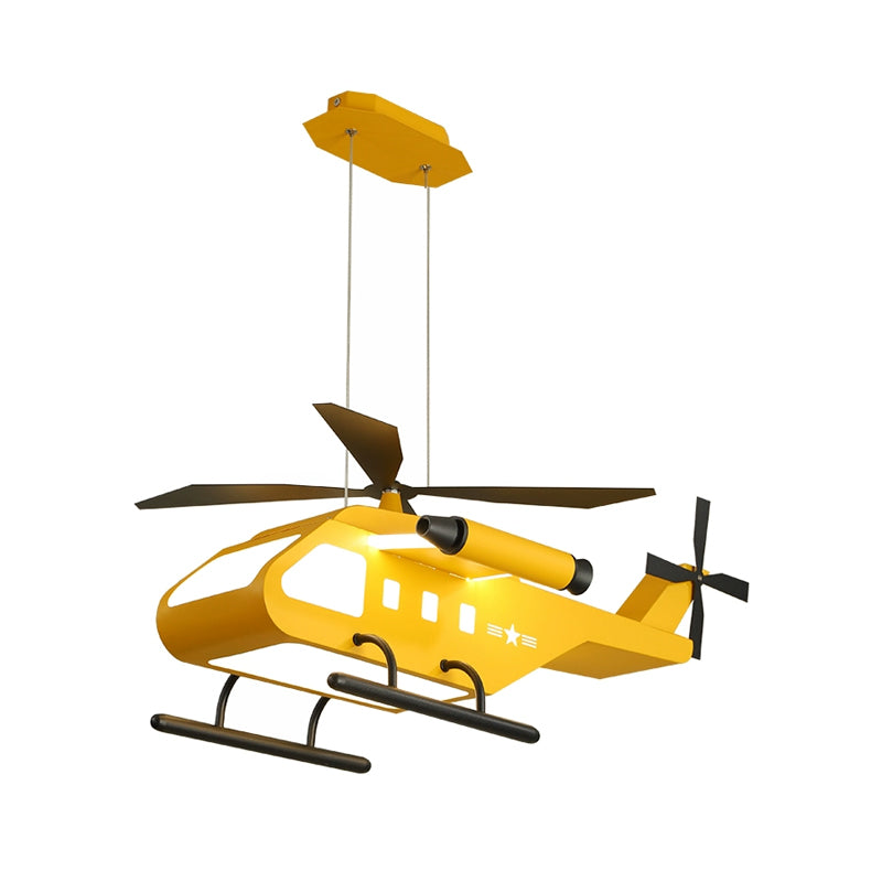 Cartoon LED Pendant Lighting with Metal Shade Yellow/Green Helicopter Hanging Lamp kit for Boys Room Clearhalo 'Ceiling Lights' 'Pendant Lights' 'Pendants' Lighting' 1694251