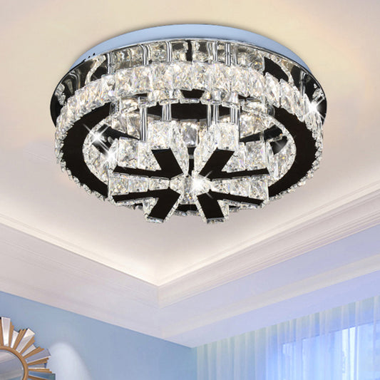 Circle Ceiling Fixture Modern Clear Crystal LED Bedroom Flushmount Lighting with V-Shaped Design Clear Clearhalo 'Ceiling Lights' 'Close To Ceiling Lights' 'Close to ceiling' 'Flush mount' Lighting' 1694265