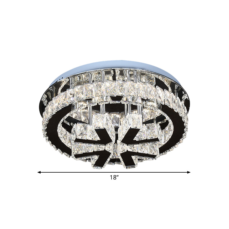 Circle Ceiling Fixture Modern Clear Crystal LED Bedroom Flushmount Lighting with V-Shaped Design Clearhalo 'Ceiling Lights' 'Close To Ceiling Lights' 'Close to ceiling' 'Flush mount' Lighting' 1694268