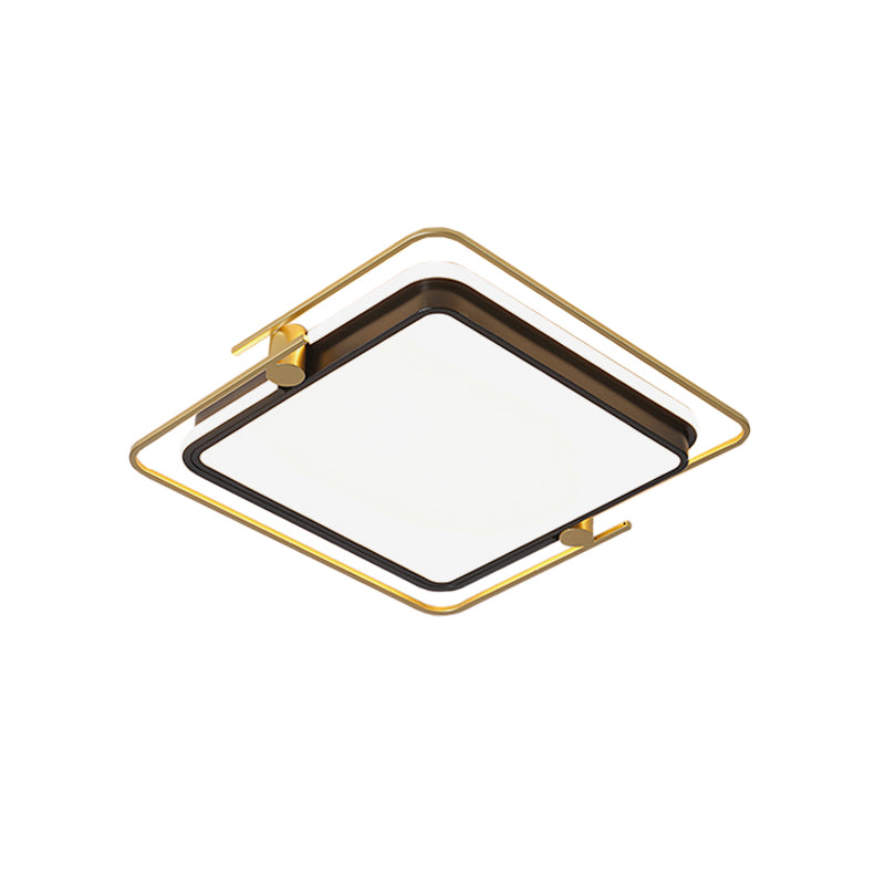 Modern Rounded/Square Flush Ceiling Light Acrylic LED Bedroom Flush Mount Lamp in Black-Gold Clearhalo 'Ceiling Lights' 'Close To Ceiling Lights' 'Close to ceiling' 'Flush mount' Lighting' 1694454