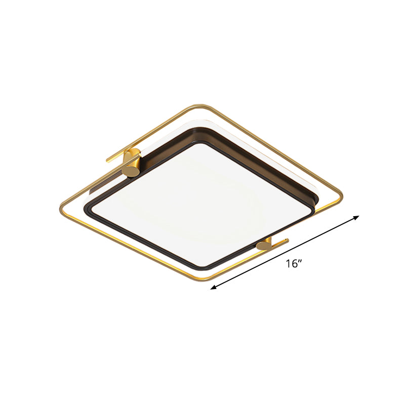 Modern Rounded/Square Flush Ceiling Light Acrylic LED Bedroom Flush Mount Lamp in Black-Gold Clearhalo 'Ceiling Lights' 'Close To Ceiling Lights' 'Close to ceiling' 'Flush mount' Lighting' 1694456