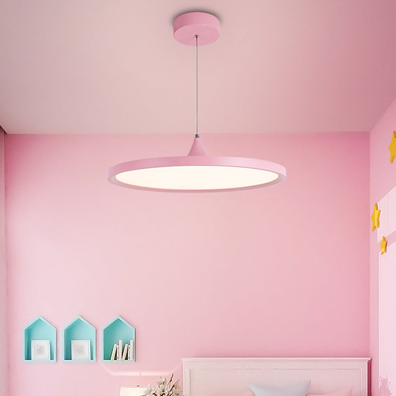 Ultra-Thin Hanging Light Simple Acrylic LED Pink Pendant Lamp in Warm/White Light, 16.5"/20.5" Wide Pink Clearhalo 'Ceiling Lights' 'Pendant Lights' 'Pendants' Lighting' 1694473_dddd040a-0258-427d-8b0c-48b71b61d6ec