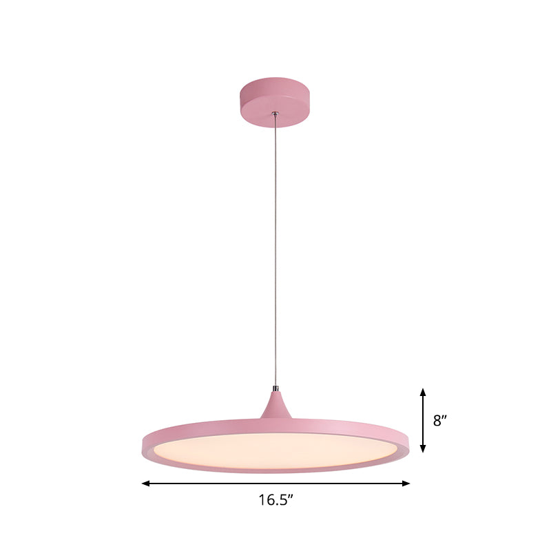 Ultra-Thin Hanging Light Simple Acrylic LED Pink Pendant Lamp in Warm/White Light, 16.5"/20.5" Wide Clearhalo 'Ceiling Lights' 'Pendant Lights' 'Pendants' Lighting' 1694476