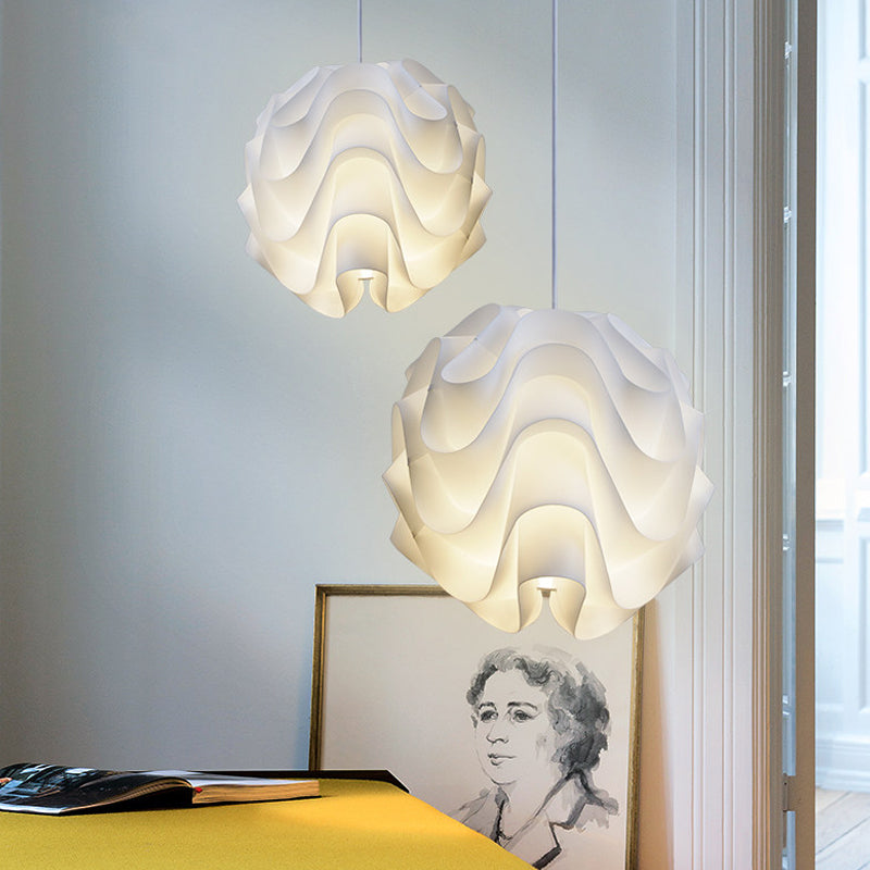 Meringue Hanging Ceiling Light Simplicity Acrylic Single Light White Drop Pendant, 7"/9"/12" Wide White Clearhalo 'Ceiling Lights' 'Modern Pendants' 'Modern' 'Pendant Lights' 'Pendants' Lighting' 169450