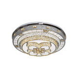 Hand-Cut Crystal Lotus Flushmount Simplicity LED Close to Ceiling Lamp in Chrome, Warm/White Light Clearhalo 'Ceiling Lights' 'Close To Ceiling Lights' 'Close to ceiling' 'Flush mount' Lighting' 1694557