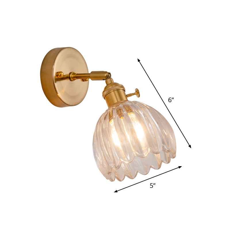 Dome Wall Mount Lamp Modern Clear Glass 1 Bulb Brass Wall Lighting Fixture with Adjustable Joint Clearhalo 'Wall Lamps & Sconces' 'Wall Lights' Lighting' 1694595