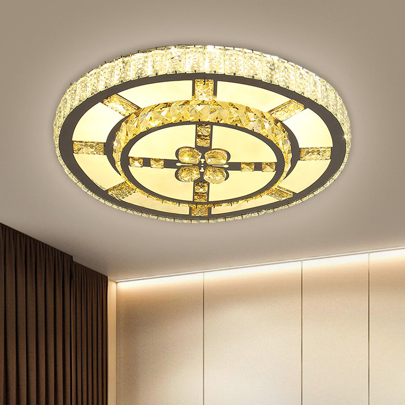 Simplicity Star/Bloom Flush Light Fixture Clear Crystal Block LED Corridor Ceiling Lamp in Stainless-Steel Stainless-Steel C Clearhalo 'Ceiling Lights' 'Close To Ceiling Lights' 'Close to ceiling' 'Flush mount' Lighting' 1694616