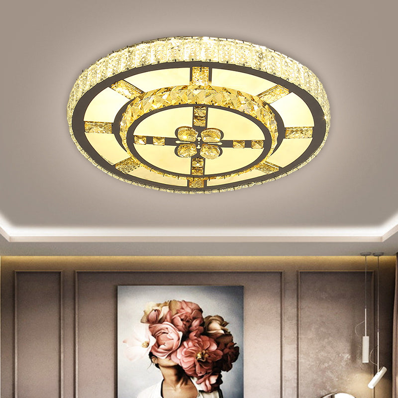 Simplicity Star/Bloom Flush Light Fixture Clear Crystal Block LED Corridor Ceiling Lamp in Stainless-Steel Clearhalo 'Ceiling Lights' 'Close To Ceiling Lights' 'Close to ceiling' 'Flush mount' Lighting' 1694617