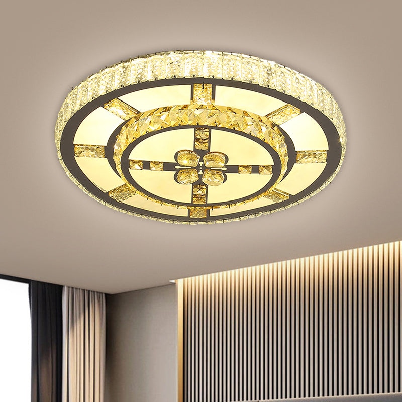 Simplicity Star/Bloom Flush Light Fixture Clear Crystal Block LED Corridor Ceiling Lamp in Stainless-Steel Clearhalo 'Ceiling Lights' 'Close To Ceiling Lights' 'Close to ceiling' 'Flush mount' Lighting' 1694618