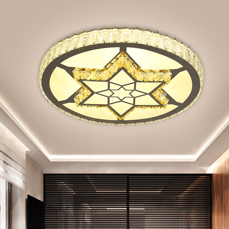 Simplicity Star/Bloom Flush Light Fixture Clear Crystal Block LED Corridor Ceiling Lamp in Stainless-Steel Stainless-Steel A Clearhalo 'Ceiling Lights' 'Close To Ceiling Lights' 'Close to ceiling' 'Flush mount' Lighting' 1694626